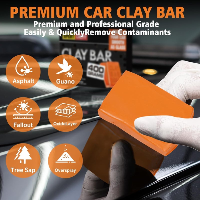 XPERTCHEMY Car Clay Bar 4 Pack 400g(4x100g), Auto Detailing Premium Grade No Scratch Magic Clay Bars Cleaner Kit with Washing and Adsorption Capacity for Car Auto SUV, RV, Truck, Orange - Image 4
